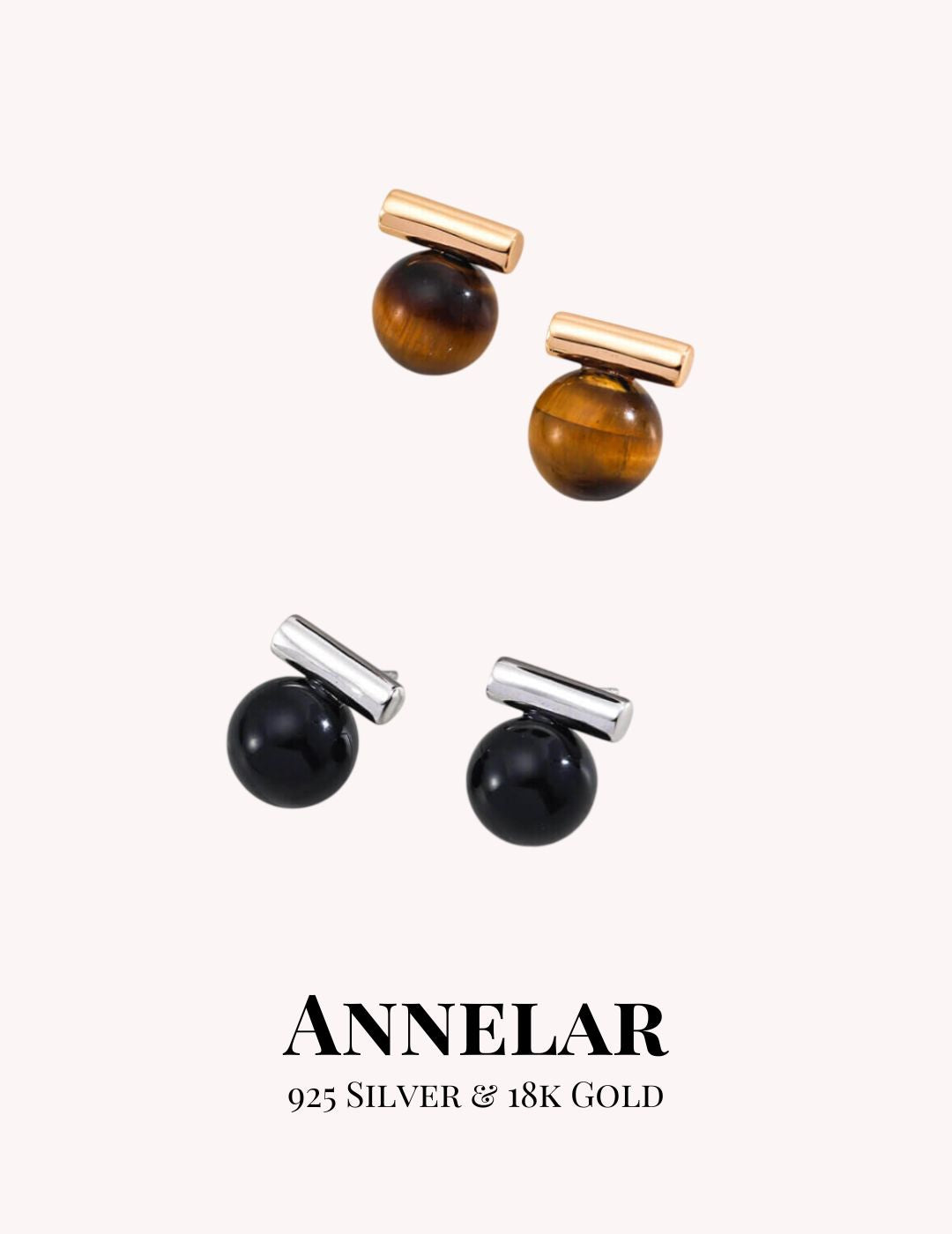 Boucles d'oreilles puces en onyx noir naturel