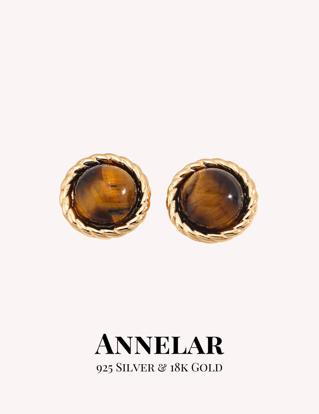 Boucles d'oreilles puces en argent S925 œil de tigre