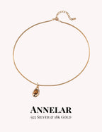 Collar con colgante de ojo de tigre natural en plata de ley 925