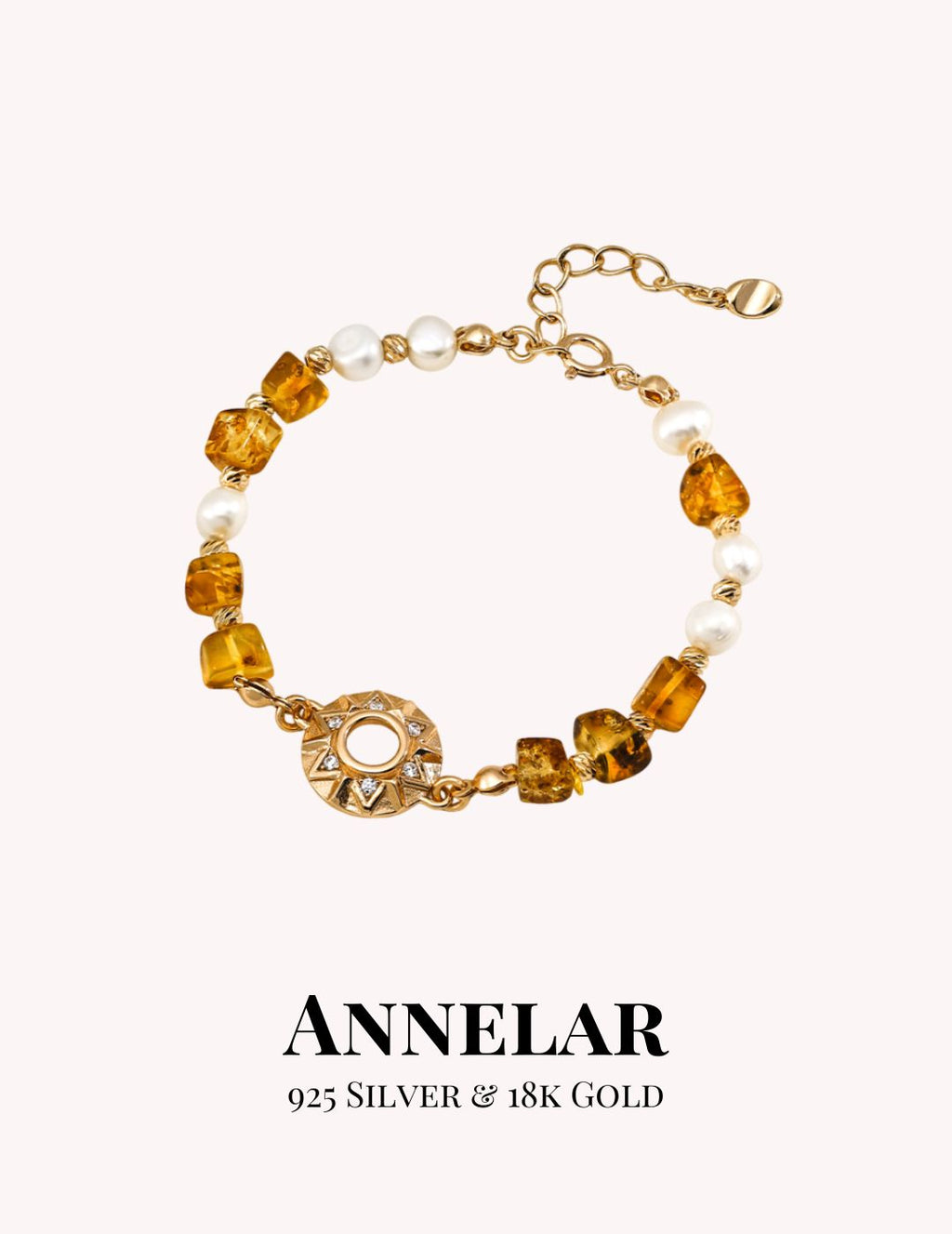 Natural Pearl Amber Zircon Bracelet