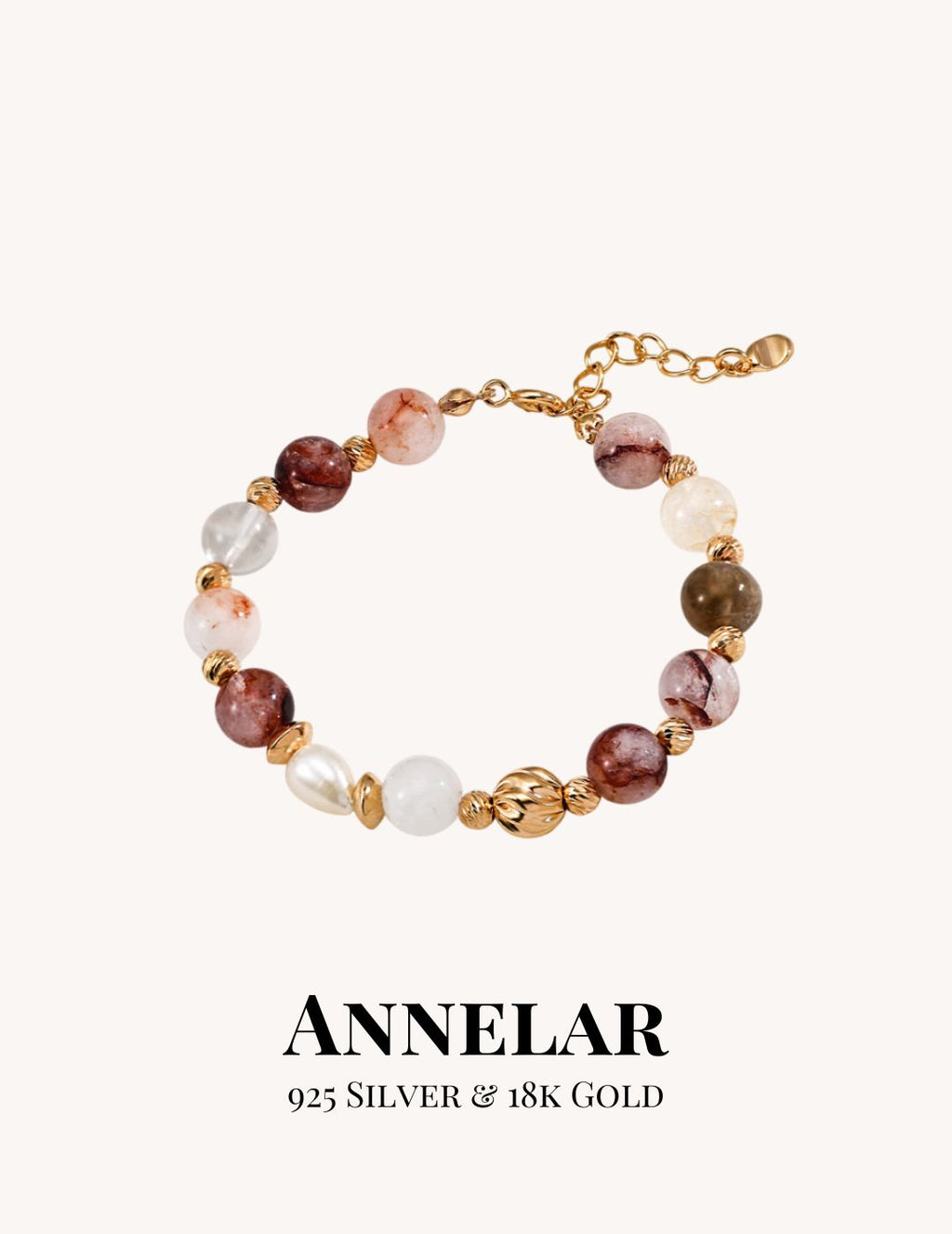 Bracelet en perles naturelles et en agate rouge torsadée