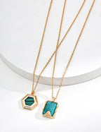 Amazonite pendant necklace with vintage gold plating and chain