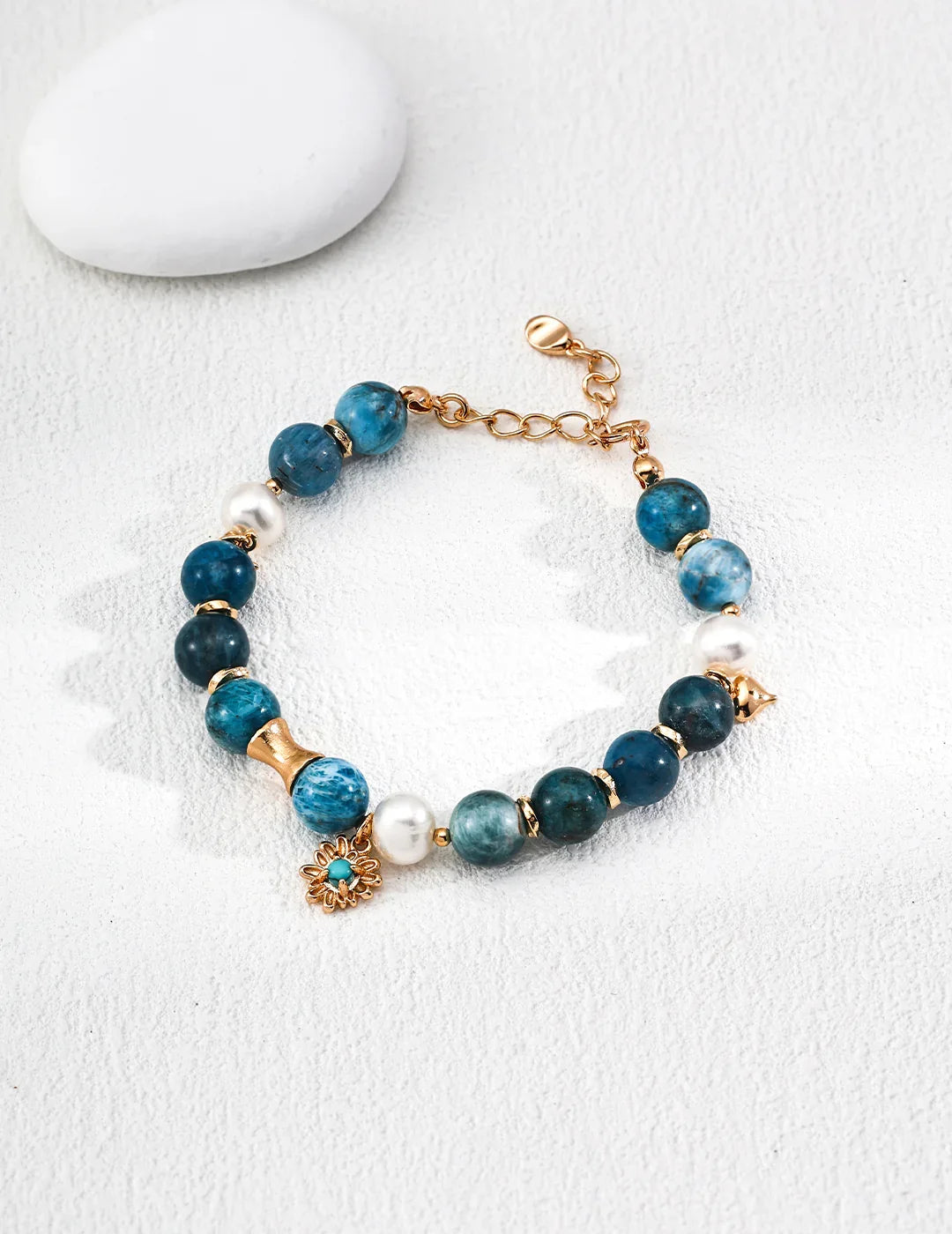 Close-up back view and clasp detail of the Blue Harmony azurite and pearl necklace, showing the intricate silver workmanship.