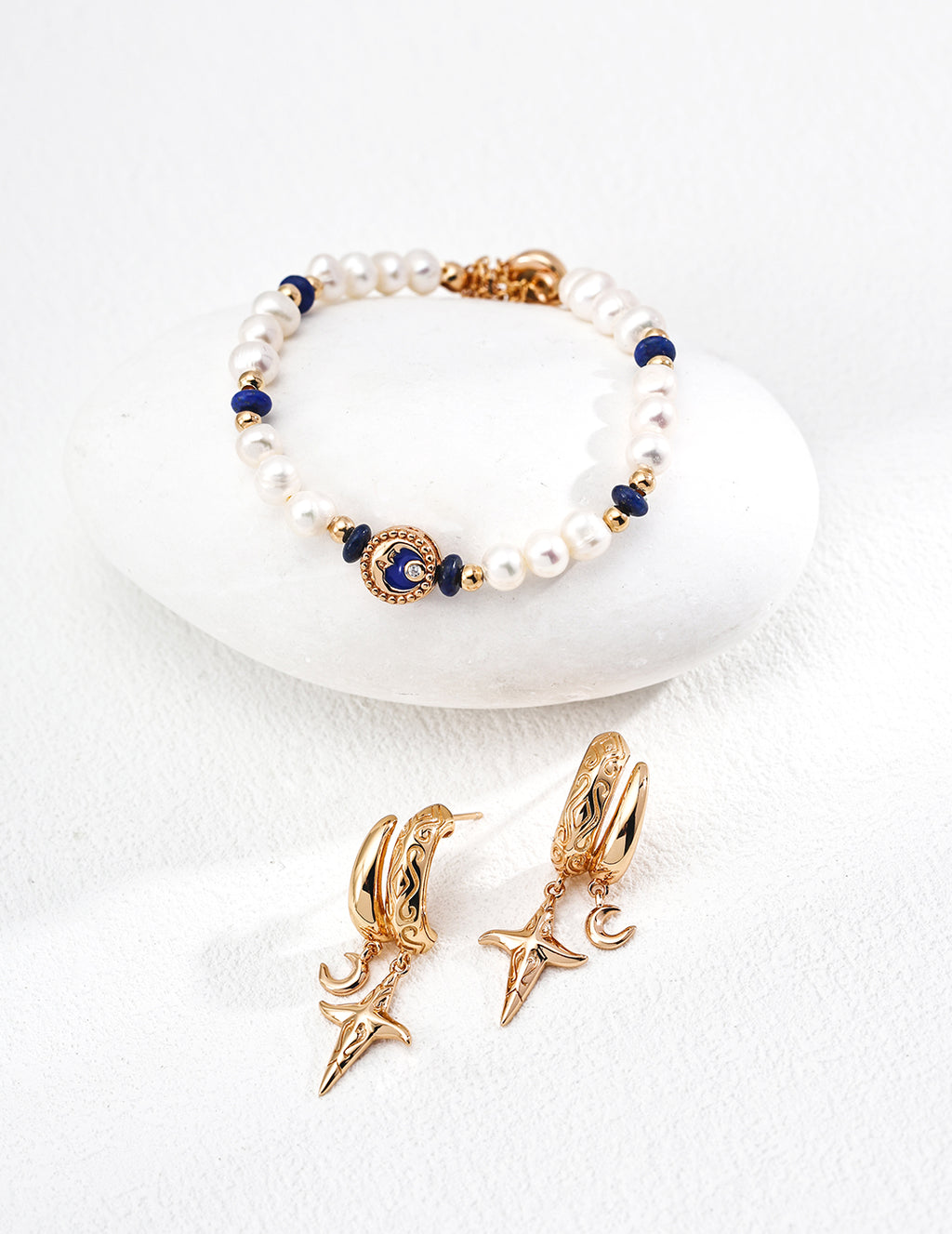 Vintage Natural Pearl Lapis Lazuli S925 Silver Bracelet