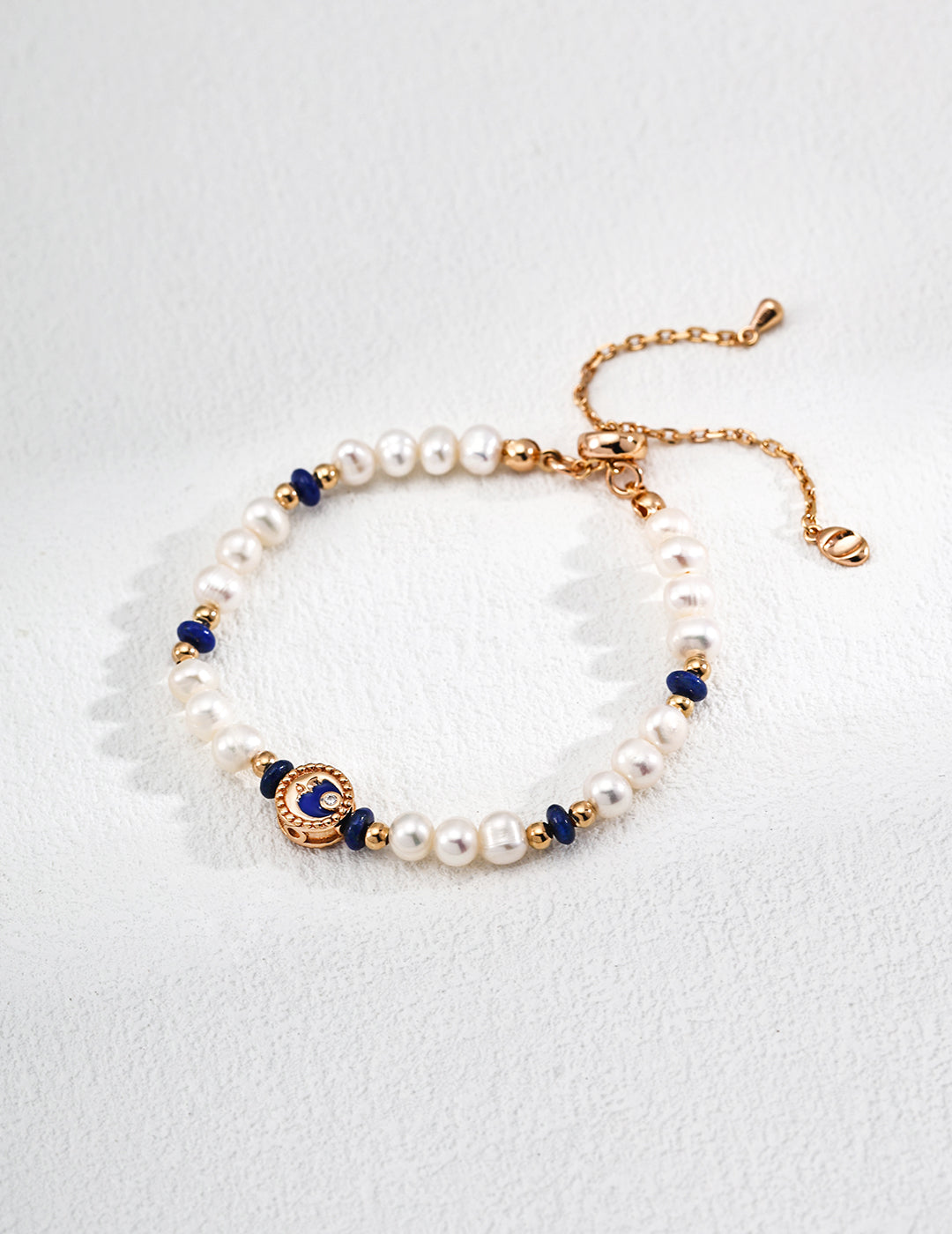 Vintage Natural Pearl Lapis Lazuli S925 Silver Bracelet