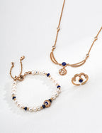 Vintage Natural Pearl Lapis Lazuli S925 Silver Bracelet