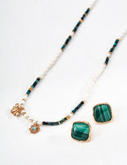 Natural Pearl Malachite Turquoise Necklace