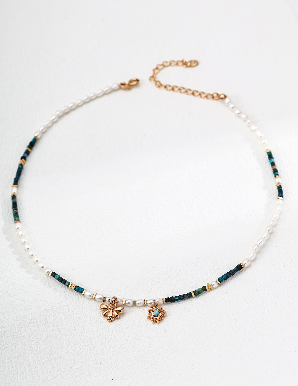 Natural Pearl Malachite Turquoise Necklace