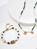 Natural Pearl Malachite Turquoise Necklace