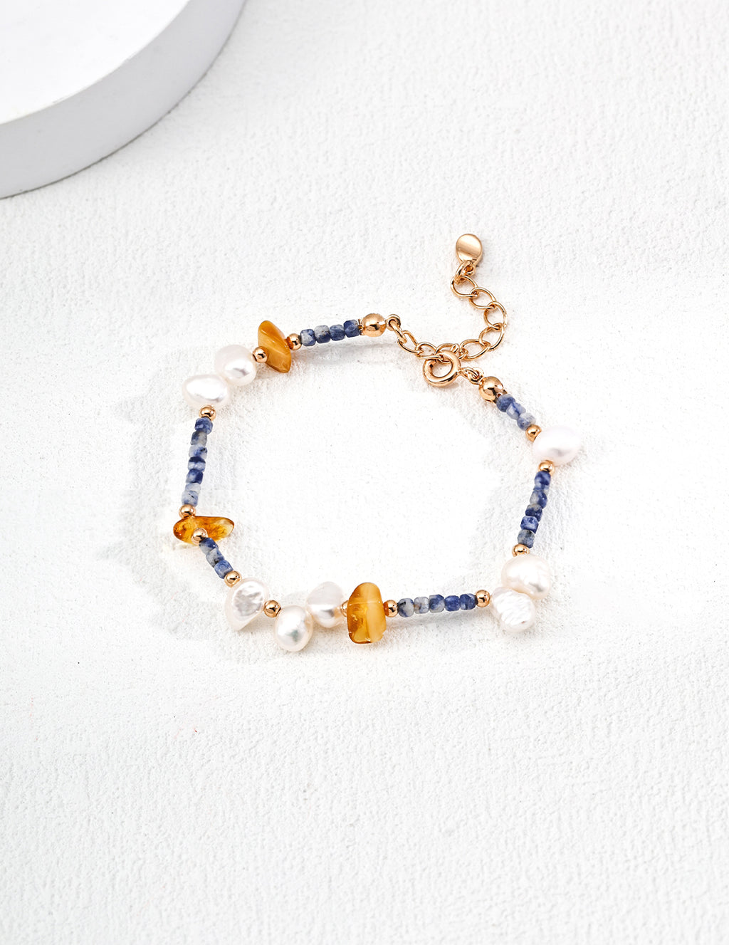 Natural Pearl & Blue Spot Jasper Beeswax 925 Silver Set