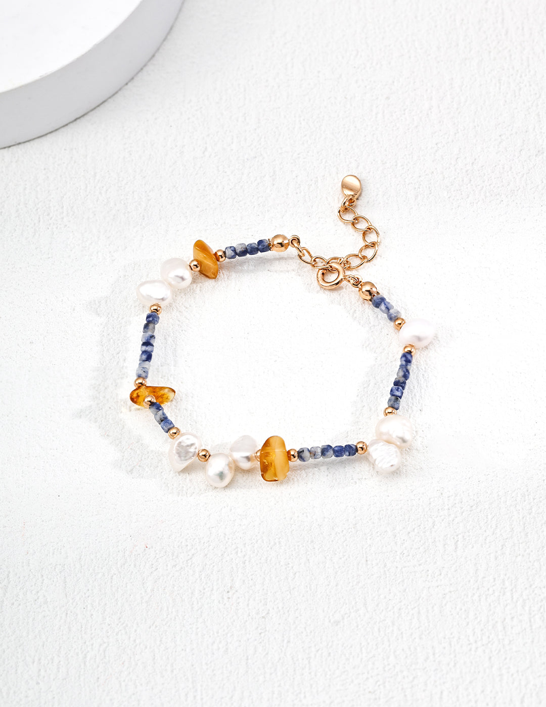 Natural Pearl & Blue Spot Jasper Beeswax 925 Silver Set