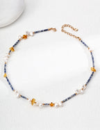 Natural Pearl & Blue Spot Jasper Beeswax 925 Silver Set