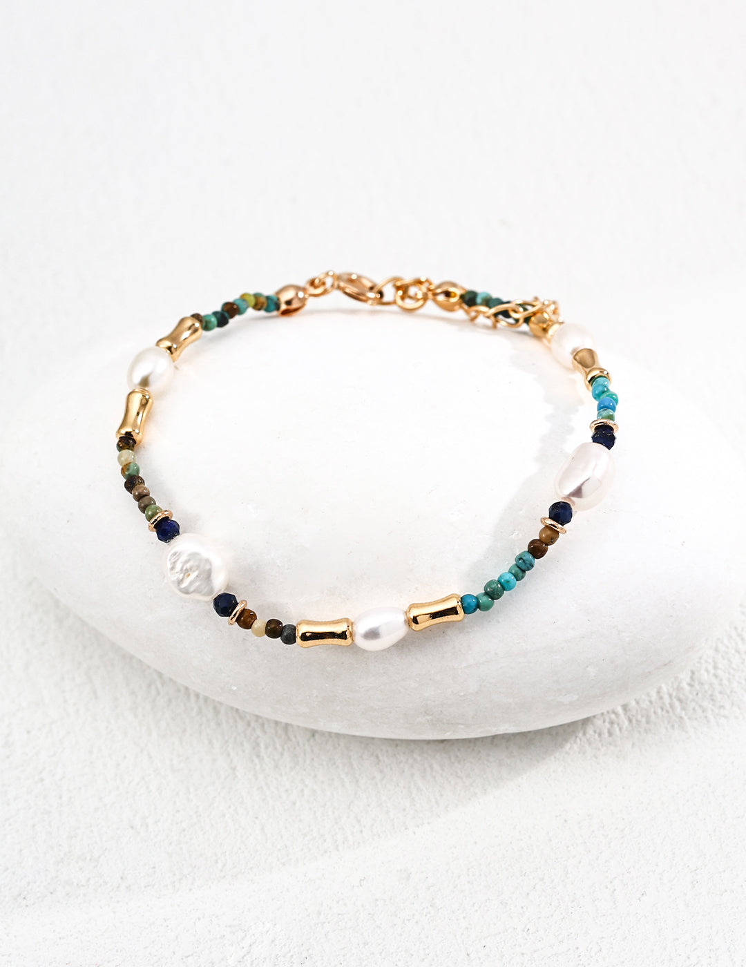 Natural Pearl, Lapis Lazuli & Turquoise Necklace & Bracelet