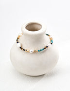 Natural Pearl, Lapis Lazuli & Turquoise Necklace & Bracelet