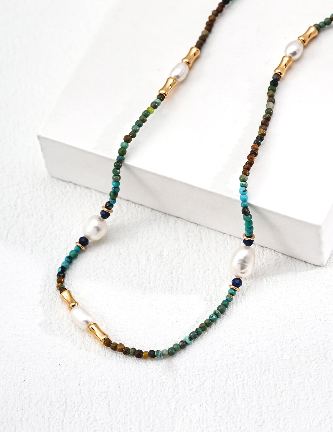 Natural Pearl, Lapis Lazuli & Turquoise Necklace & Bracelet