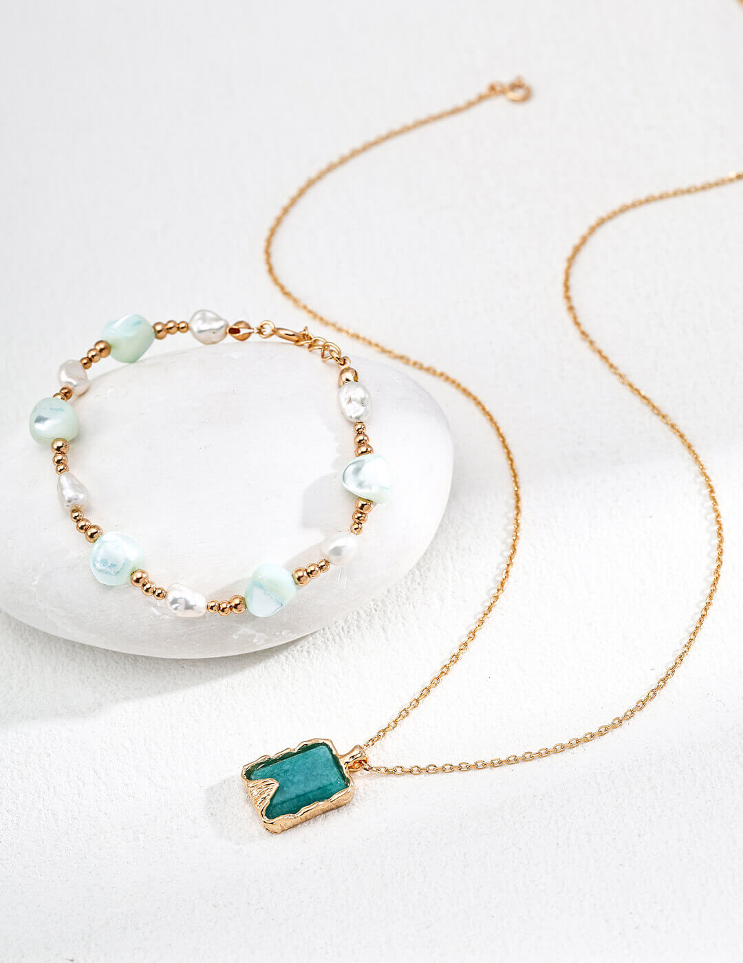 Minimalist Amazonite Pendant S925 Sterling Silver Necklace