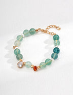 Natural Pearl, Green Fluorite & Zircon S925 Silver Bracelet