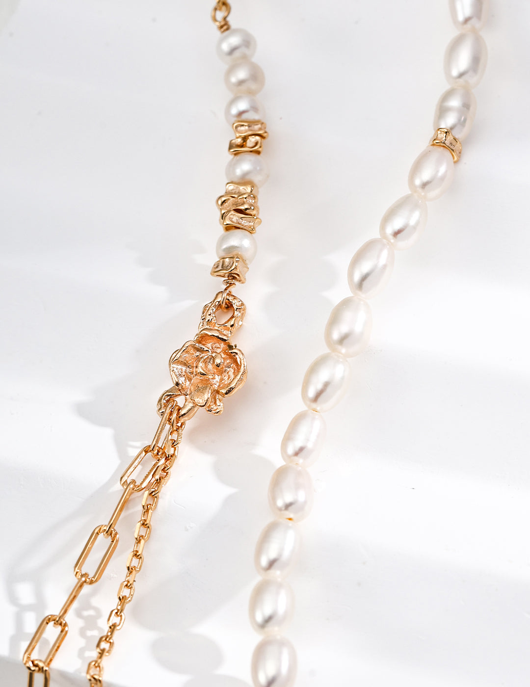 Vintage Rose Natural Pearl Set (Necklace & Bracelet)