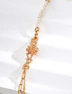 Vintage Rose Natural Pearl Set (Necklace & Bracelet)