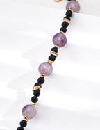 Natural Lavender Amethyst & Goldstone Bead Bracelet