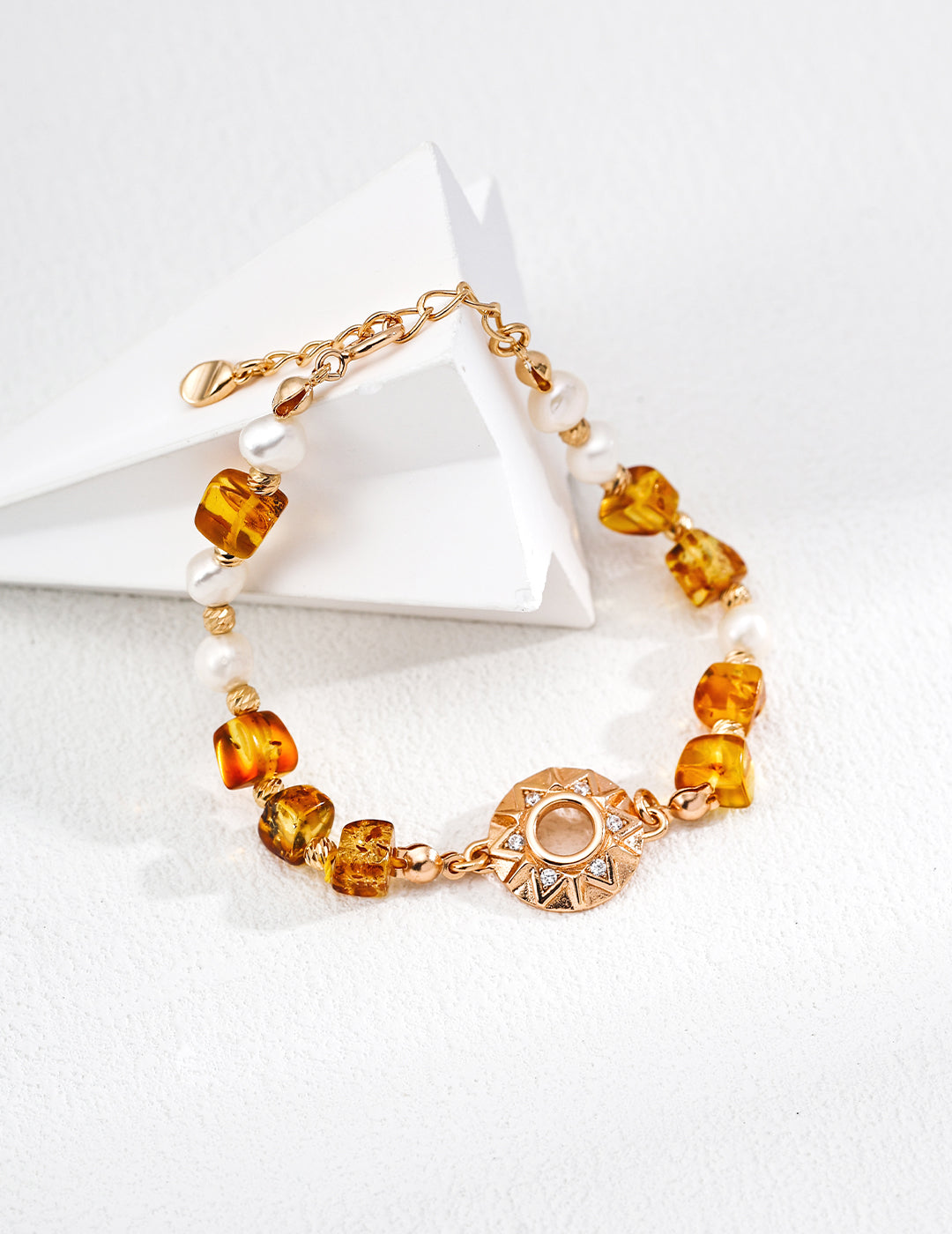 Natural Pearl Amber Zircon Bracelet