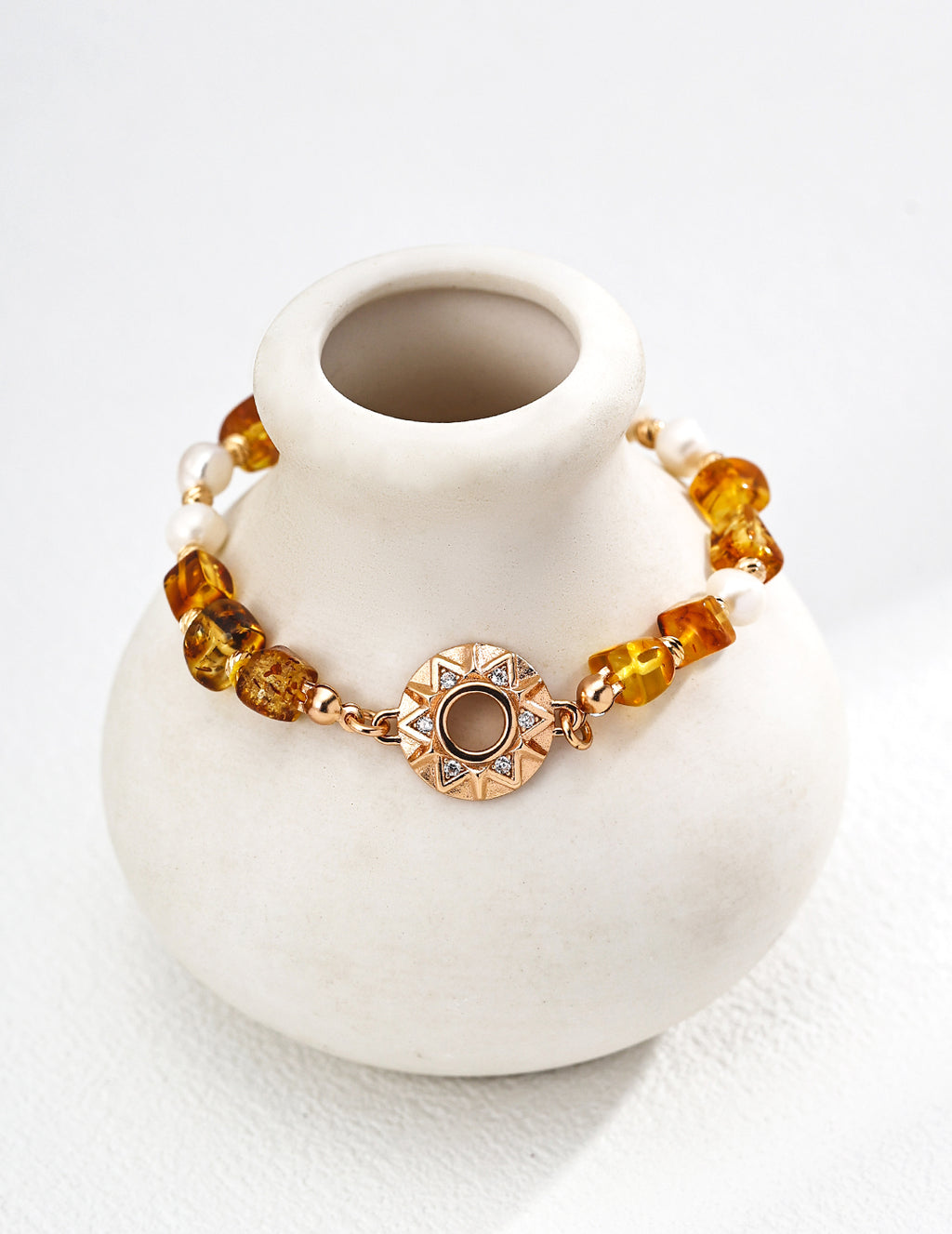 Natural Pearl Amber Zircon Bracelet