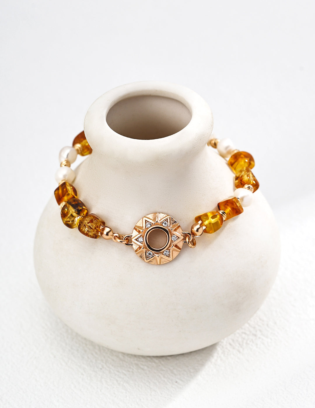 Natural Pearl Amber Zircon Bracelet