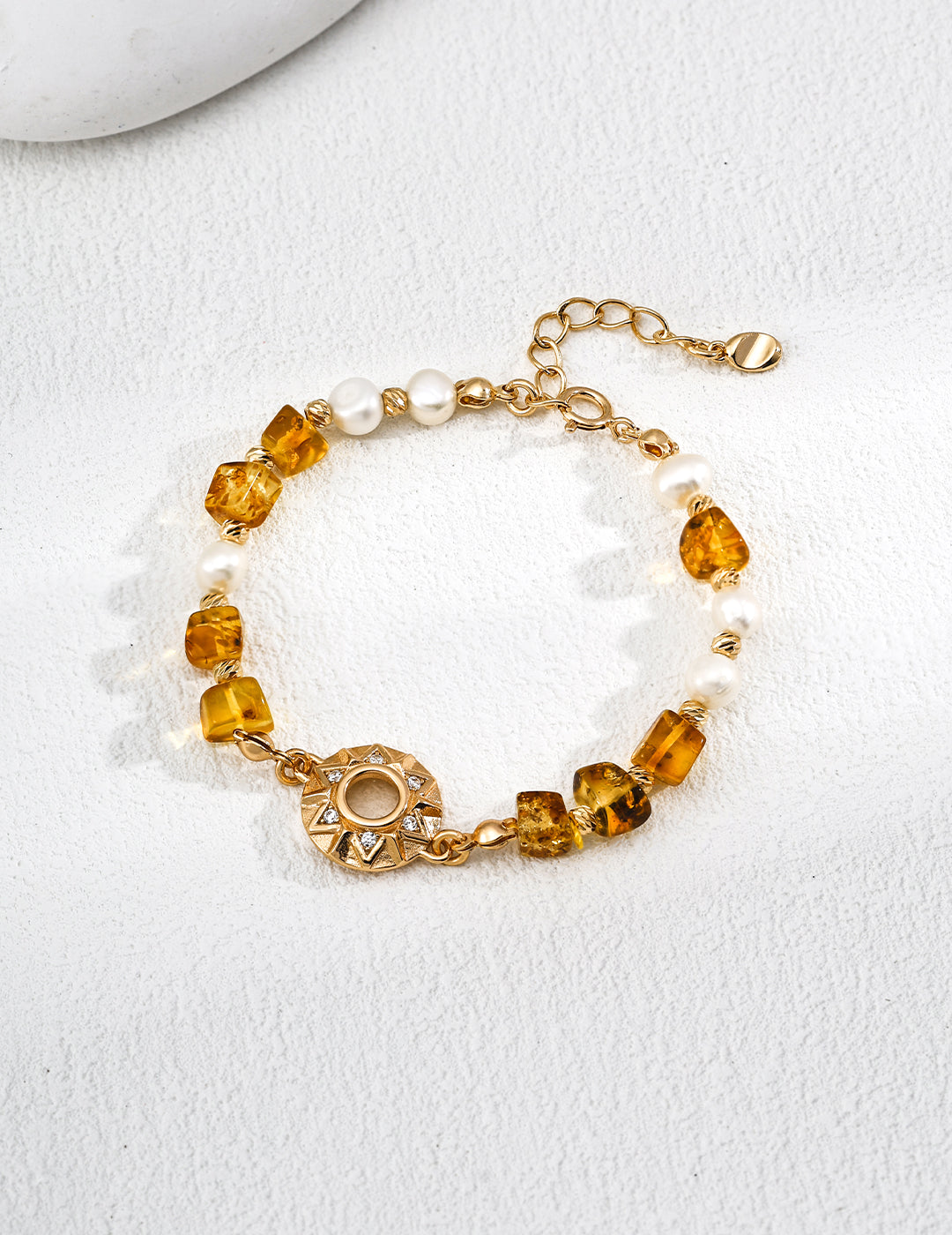 Natural Pearl Amber Zircon Bracelet