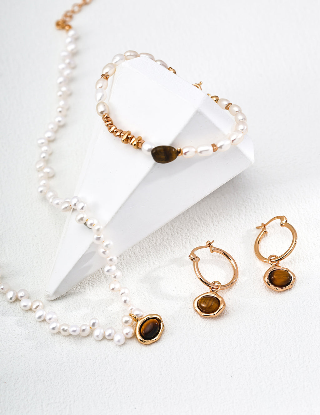 Natural Pearl & Tiger's Eye S925 Sterling Silver Necklace