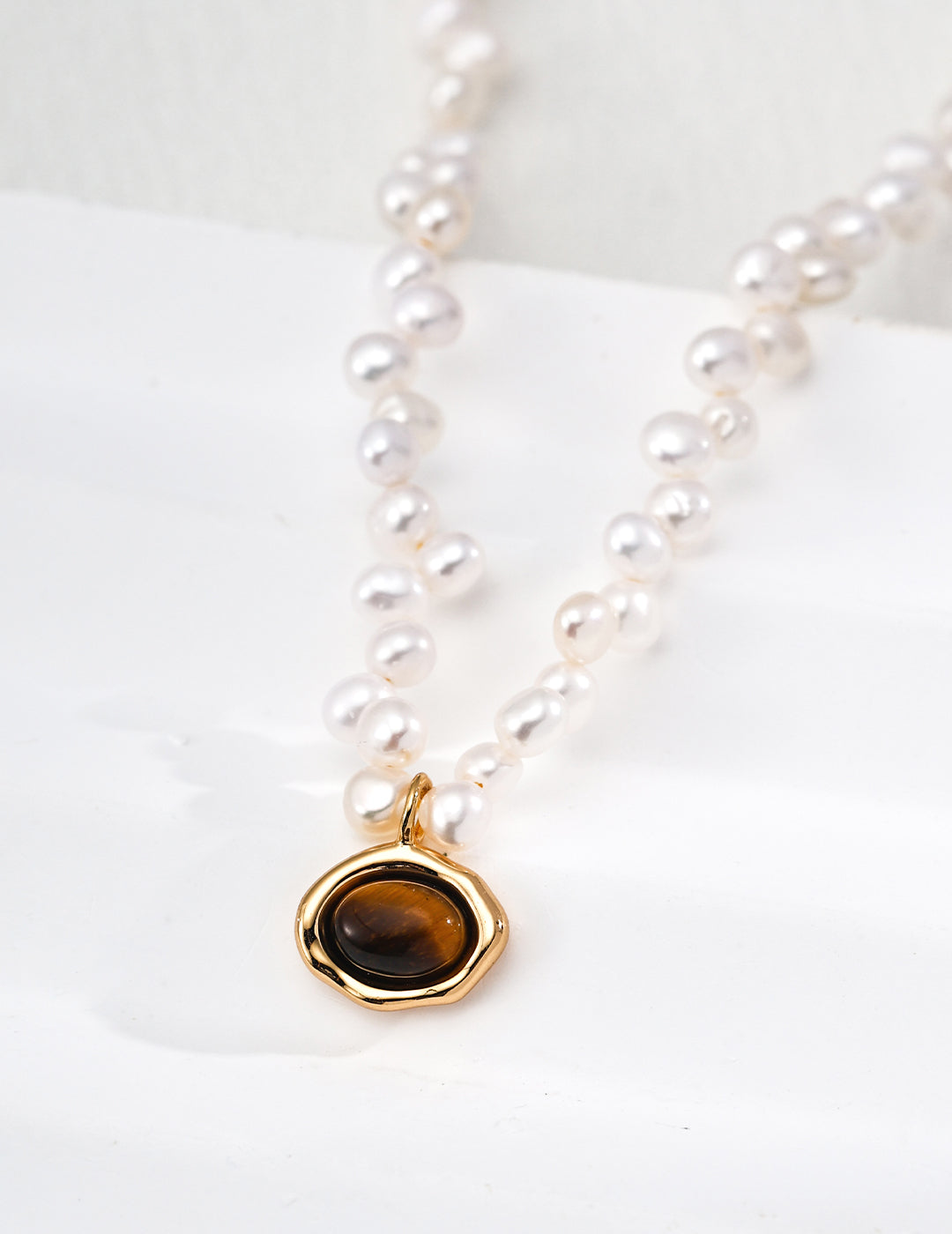 Natural Pearl & Tiger's Eye S925 Sterling Silver Necklace