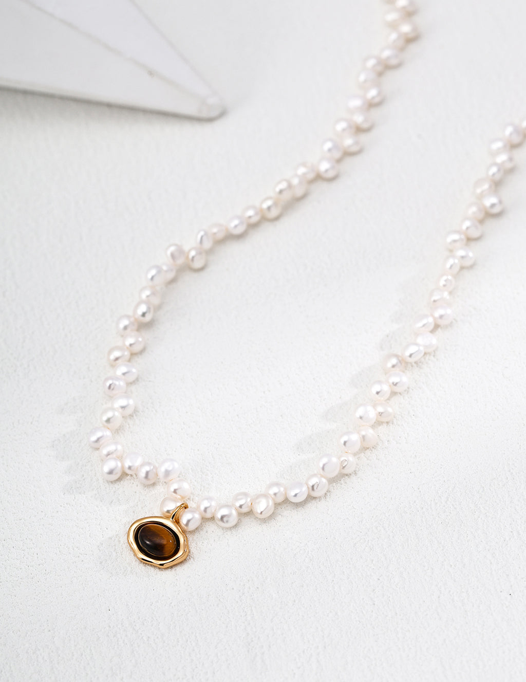 Natural Pearl & Tiger's Eye S925 Sterling Silver Necklace