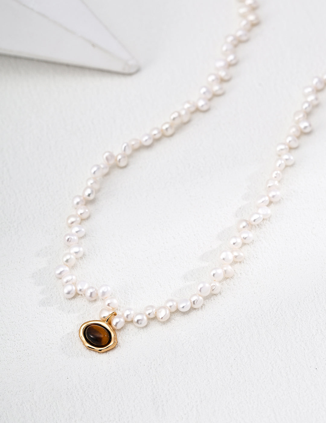 Natural Pearl & Tiger's Eye S925 Sterling Silver Necklace