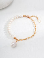Minimalist Baroque Pearl S925 Sterling Silver Bracelet