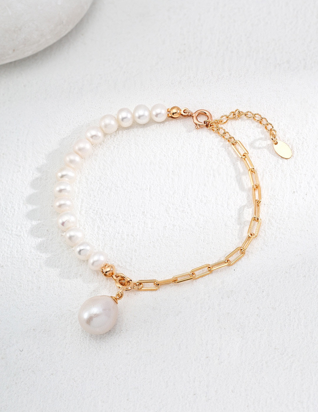 Minimalist Baroque Pearl S925 Sterling Silver Bracelet
