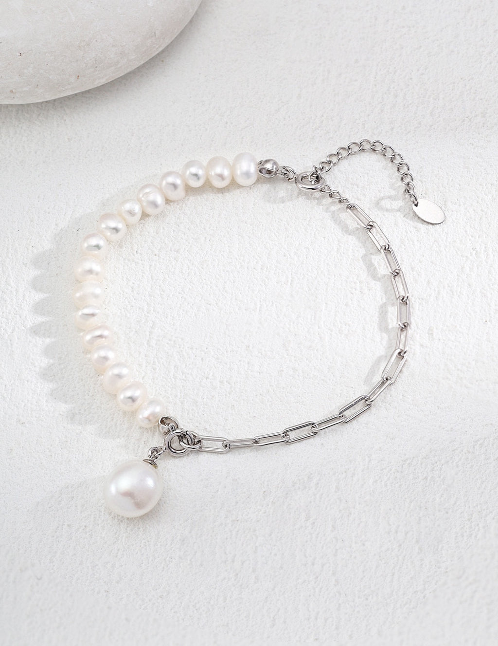 Minimalist Baroque Pearl S925 Sterling Silver Bracelet