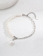 Minimalist Baroque Pearl S925 Sterling Silver Bracelet