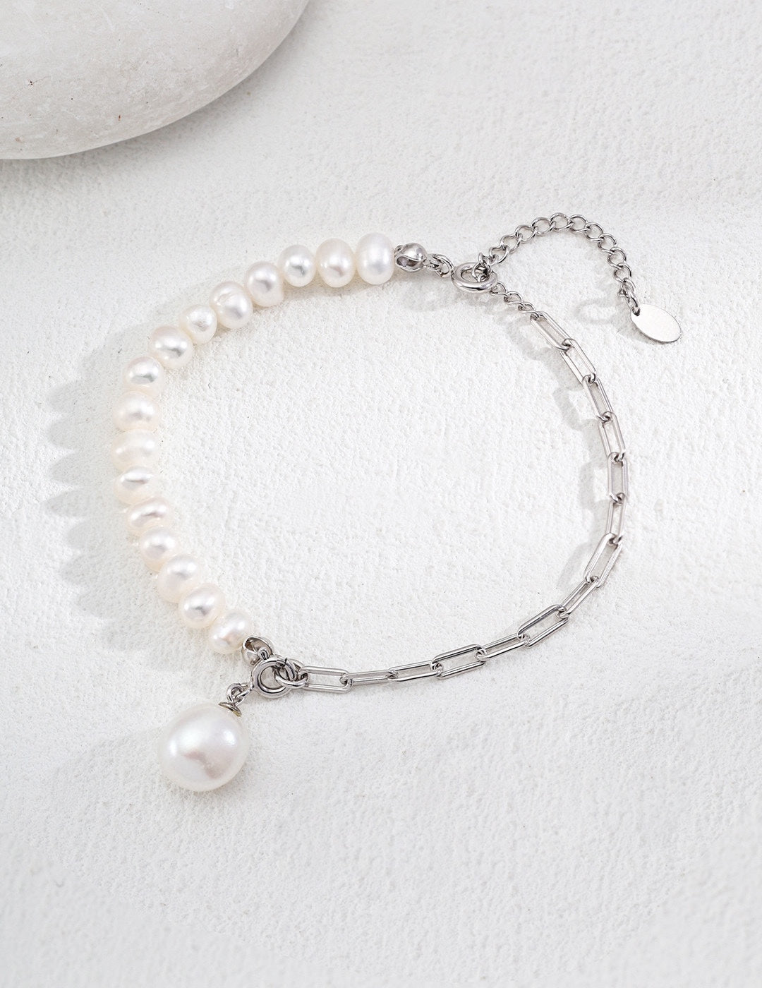 Minimalist Baroque Pearl S925 Sterling Silver Bracelet