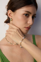 Natural Pearl & Azurite Turquoise S925 Sterling Silver Bracelet