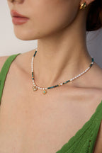 Natural Pearl Malachite Turquoise Necklace