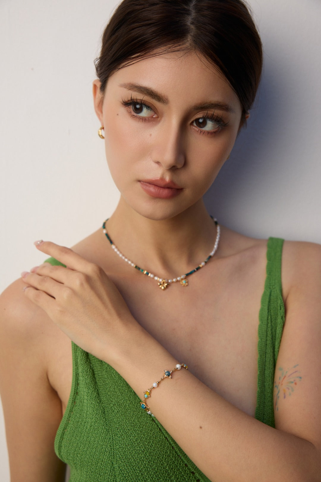Natural Pearl Malachite Turquoise Necklace