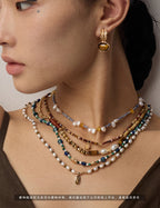 Natural Pearl & Blue Spot Jasper Beeswax 925 Silver Set