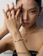 Vintage Natural Pearl Lapis Lazuli S925 Silver Bracelet