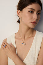Aquarius Natural Lapis Lazuli Pendant S925 Silver Necklace