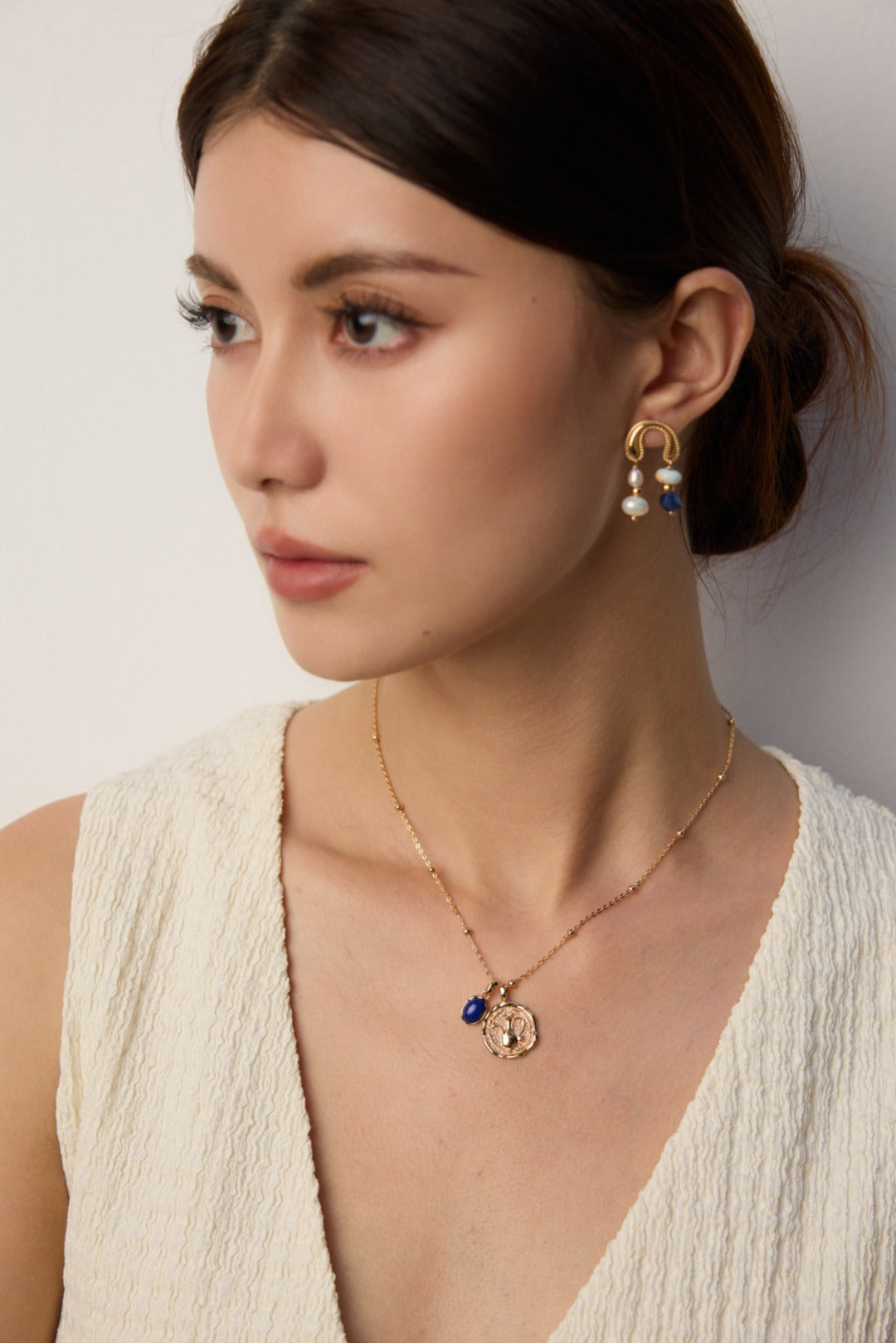 Aquarius Natural Lapis Lazuli Pendant S925 Silver Necklace