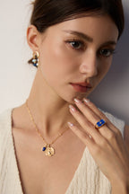 Aquarius Natural Lapis Lazuli Pendant S925 Silver Necklace