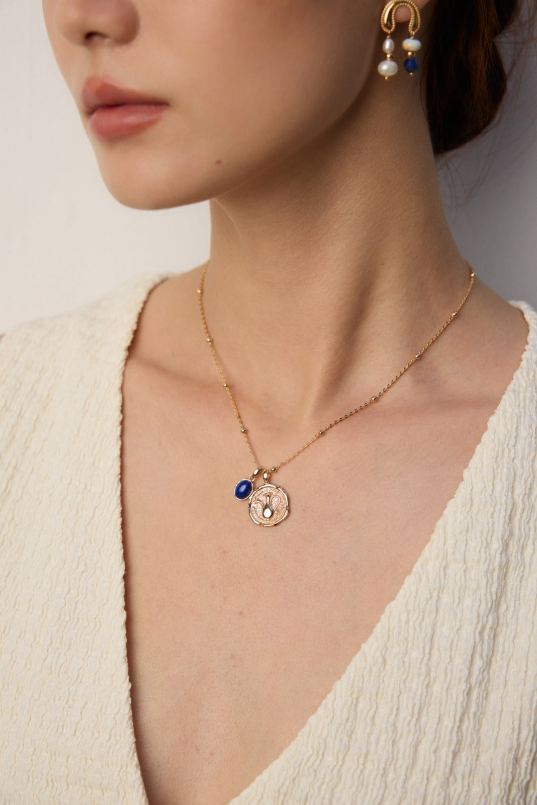 Aquarius Natural Lapis Lazuli Pendant S925 Silver Necklace
