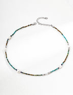 Natural Pearl, Lapis Lazuli & Turquoise Necklace & Bracelet