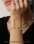 Natural Pearl, Lapis Lazuli & Turquoise Necklace & Bracelet