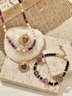 Natural Lavender Amethyst & Goldstone Bead Bracelet