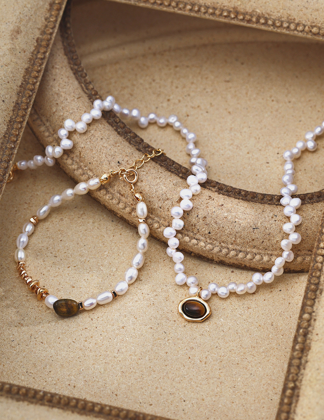 Natural Pearl & Tiger's Eye S925 Sterling Silver Necklace